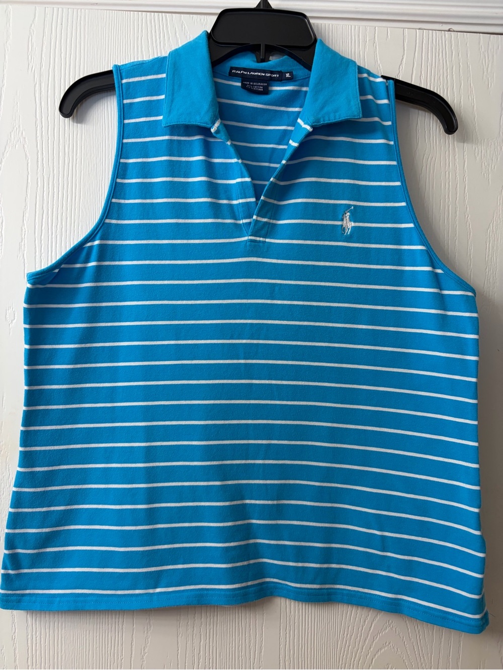 Ralph Lauren Sport Striped Polo Tank - Turquoise & White